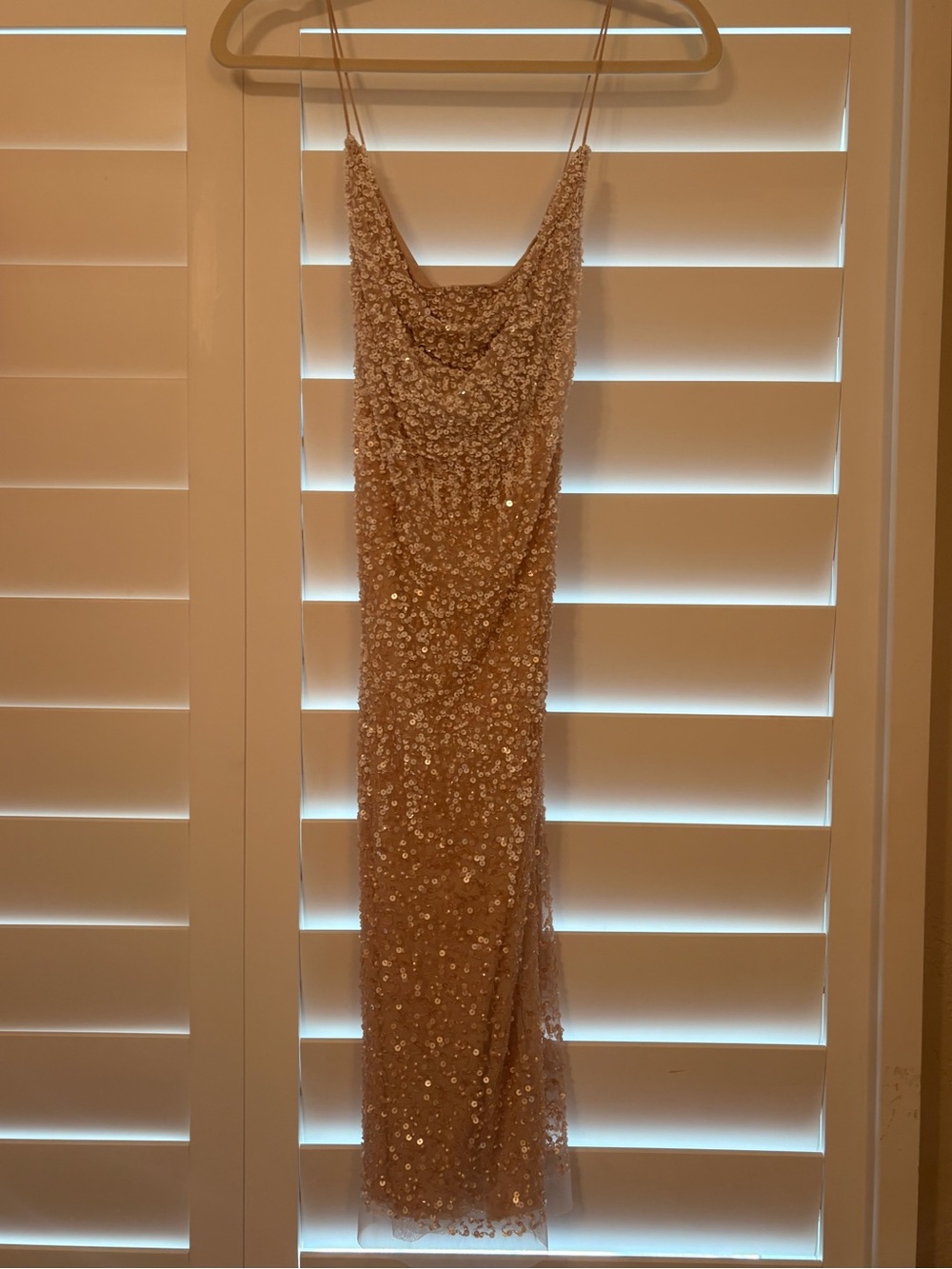 Adrianna Papell Champagne Sequin Strapless Cowl Slip Dress